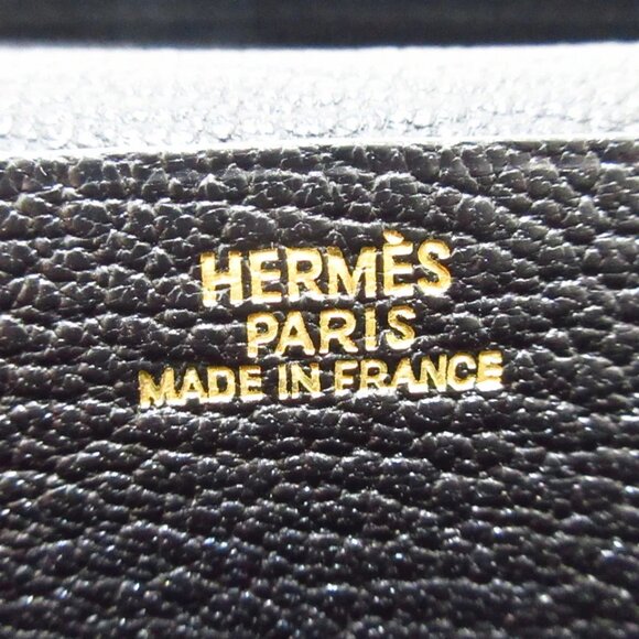 HERMES Bearn Souffle - Black Chevre Square P Long Wallet 788-081625 - Picture 10 of 11